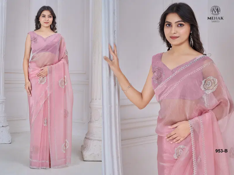 Mehek 953 A To F Organza Desginer Party Wear Saree Exporters In India