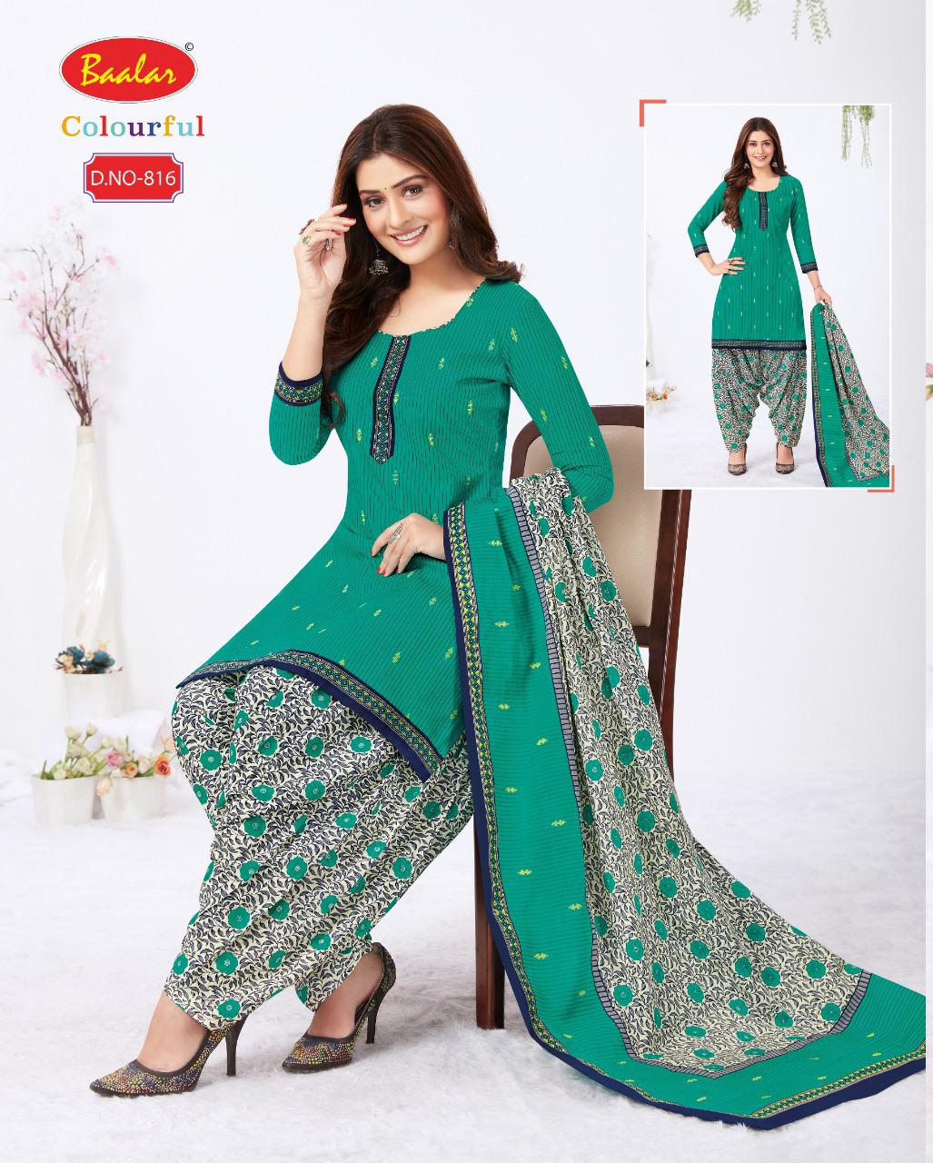 Baalar Colourful 8 Latest Fancy Regular Wear Cotton Printed Readymade Salwar Suit Collection
