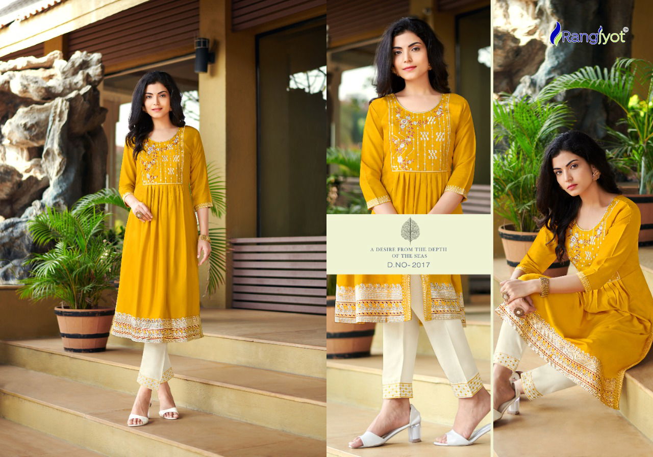 Rangjyot Mariya 3 Classic Heavy Ethnic Wear Rayon Kurti With Pant Collection
