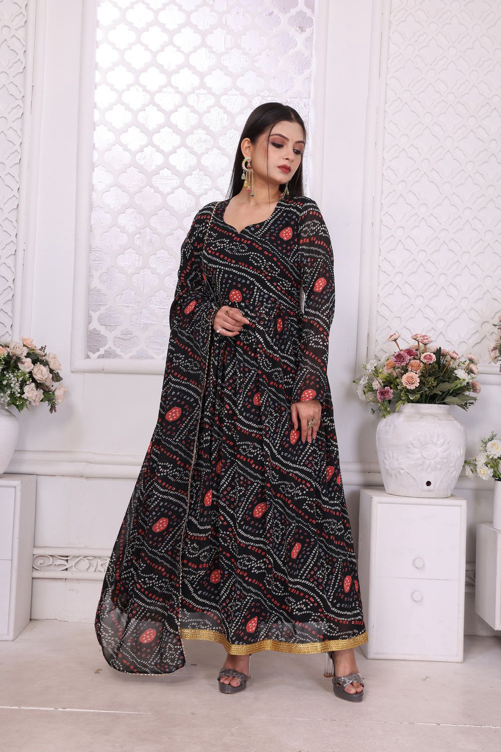 Banno Swag By Blue Hills Georgette Printed Gown With Dupatta Orders In India