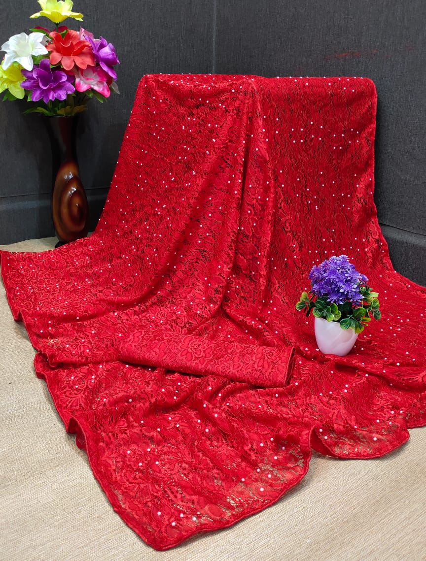 Motichur Latest Heavy Designer Party Wear With Raffle Jequared With Stone Work Stylish Look Saree Collection