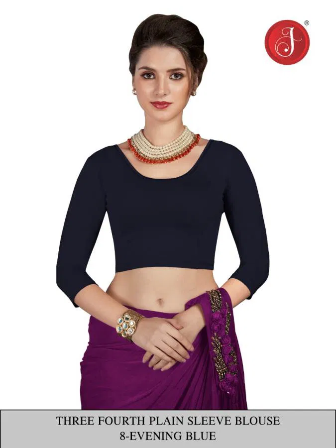 Jelite Latest Circle Neck With Three Fourth Hand Pain Blouse Collection 