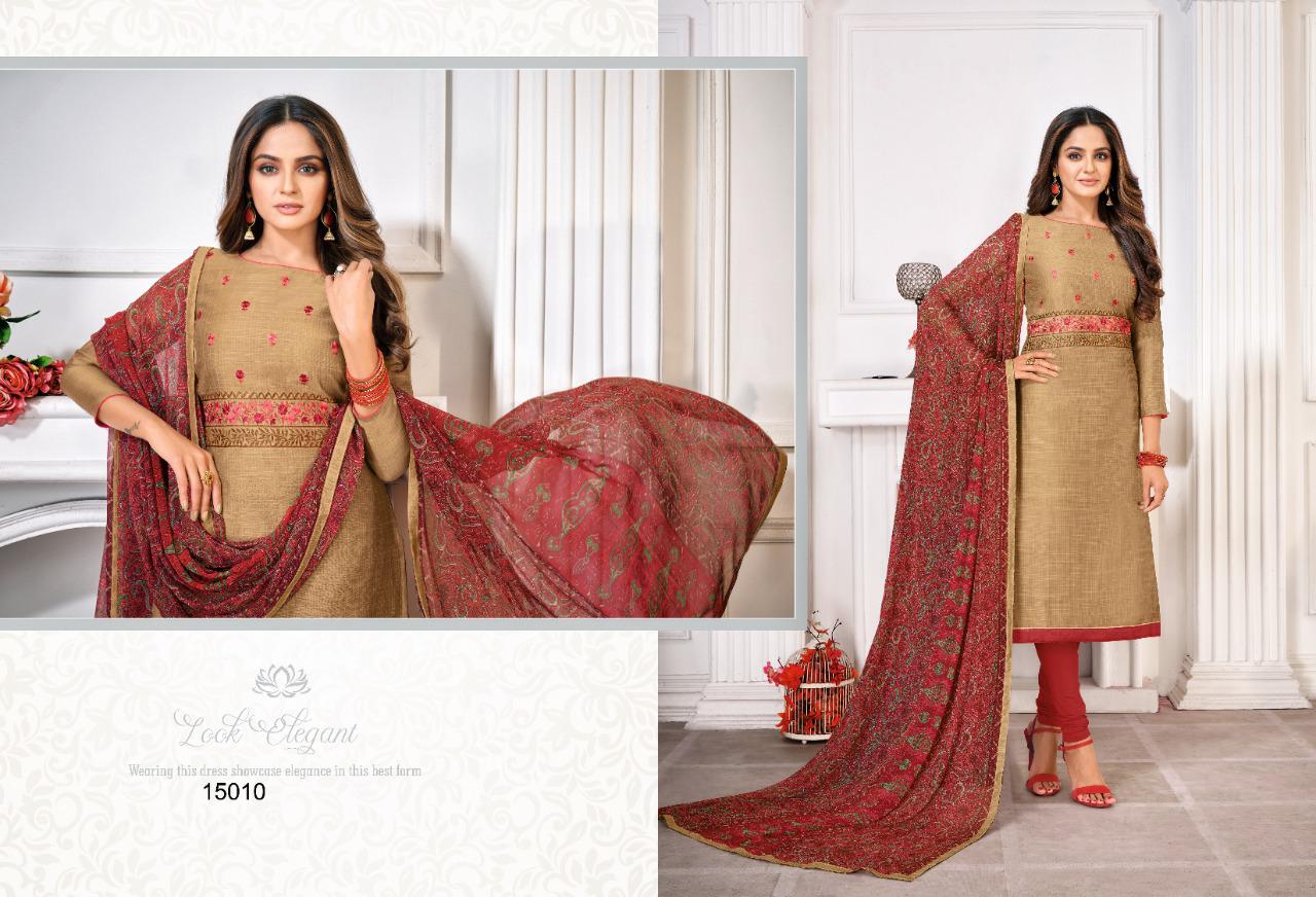 Autogragh 15 Casual Wear Slub Lining Embroidery Work Designer Churidar Dress Material Collection
