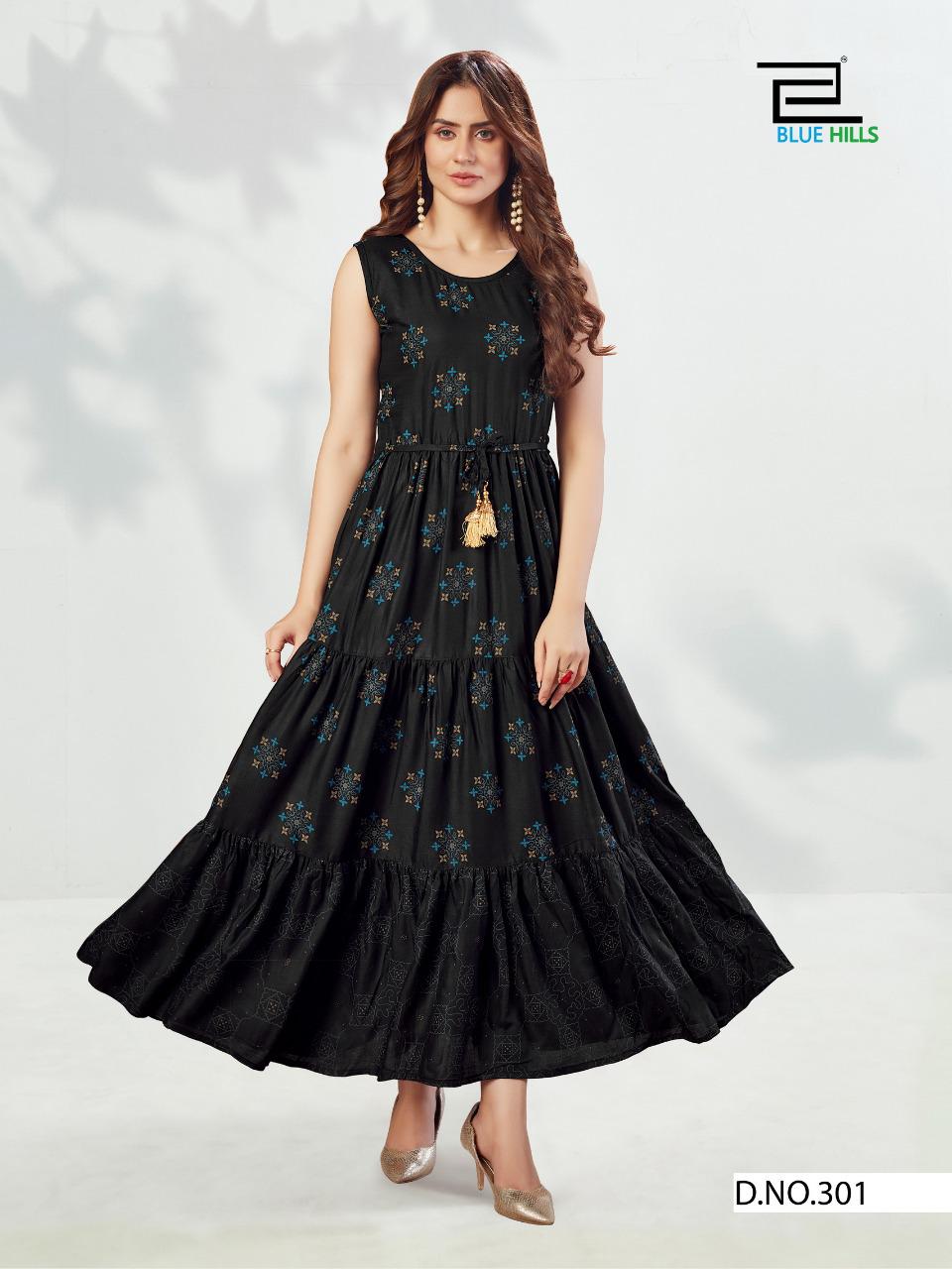 Blue Hills Sun Shine 3 Fancy Long Printed Designer Rayon Kurti Collection
