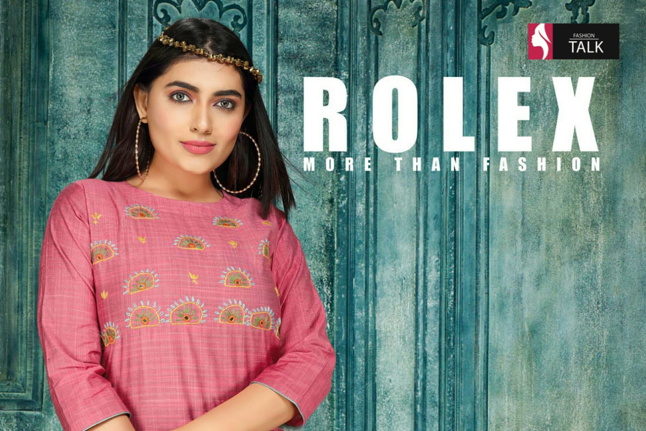 Ft Rolex Latest Fancy Designer Embroidery Work Silk Designer Kurtis Collection
