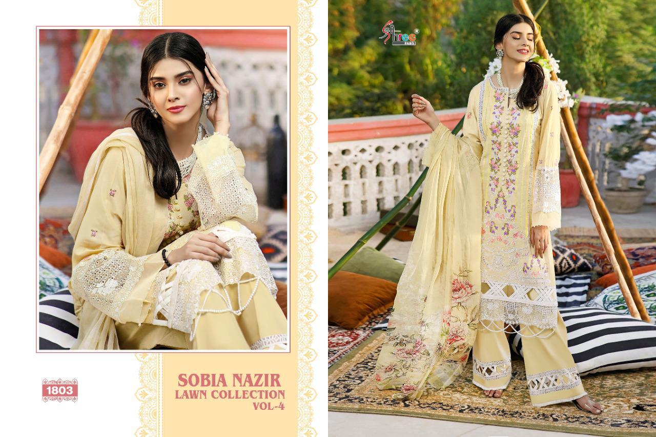 Shree Sobia Nazir Lawn Collection 4 Lawn Cotton Embroidery Pakistani Salwar Kameez Collection
