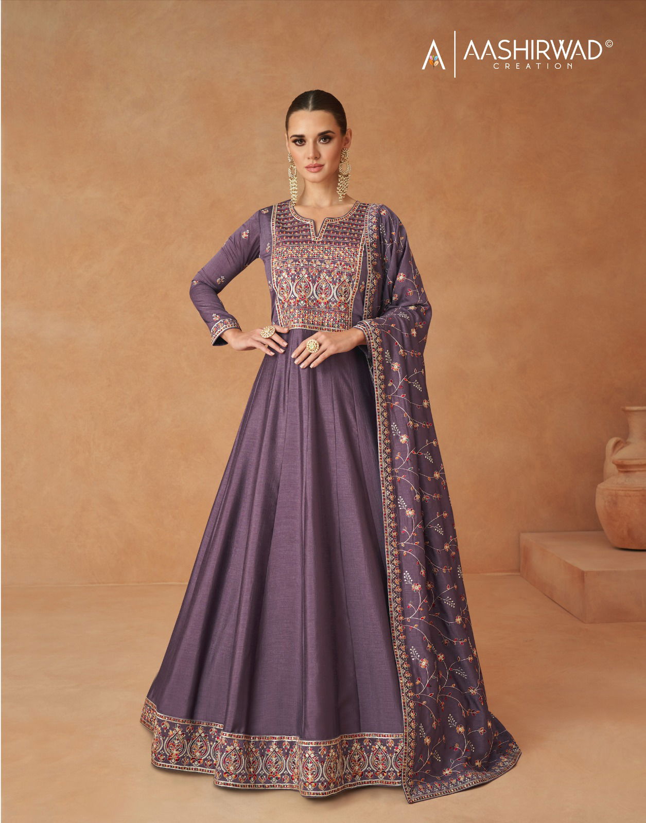 Aashirwad Gulkand Mastani Heavy Silk Gown With Dupatta Catalog
