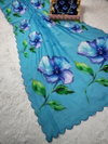 Sky Colour Georgette Digital Khatli Work Designer Saree Exporters In India VK 4406