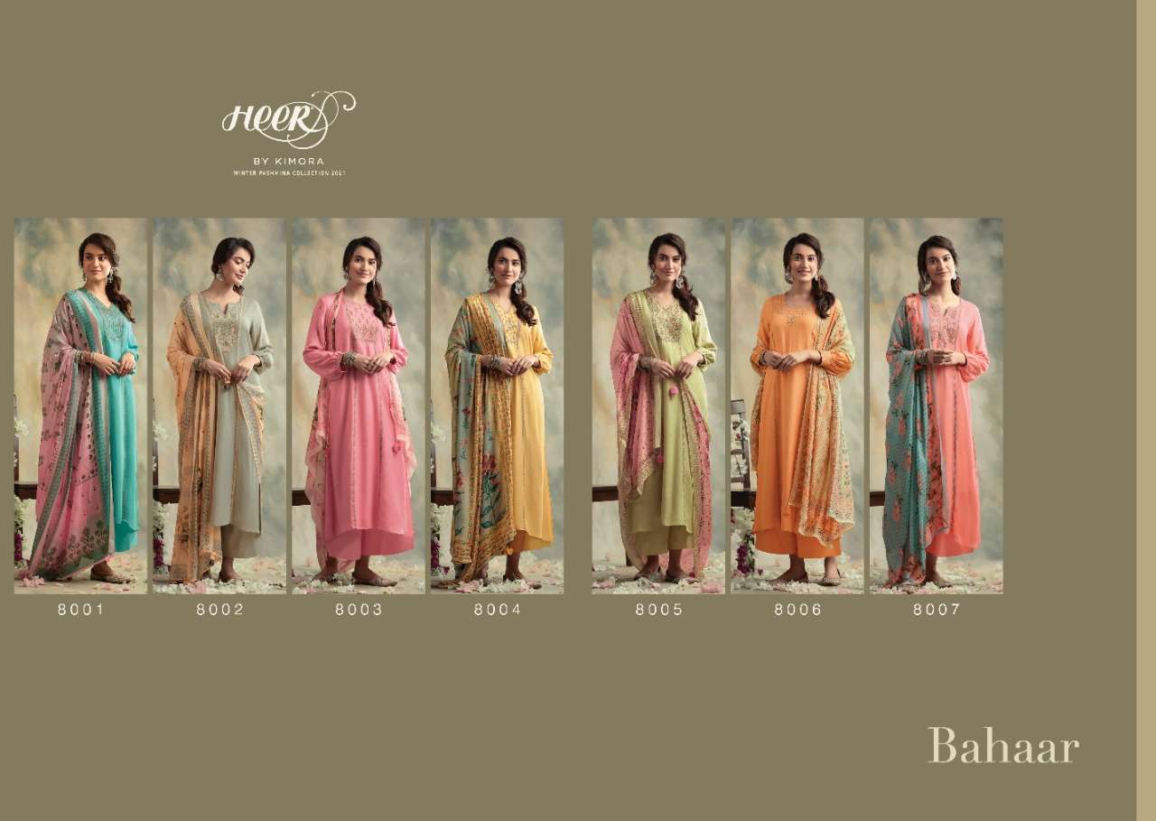 Kimora Heer Bahaar Latest Designer Casual Wear Diamond Spun Wool  Dyed Fabric With Embroidery Work Dress Collection 