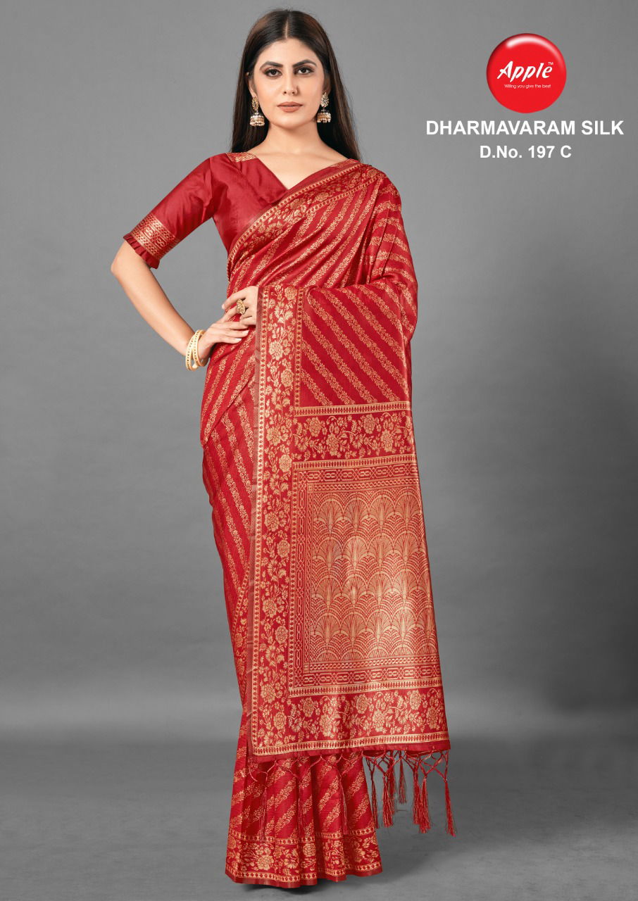 Apple Dharmavaram 197 Fancy Designer Silk Festive Wear Saree Collection
