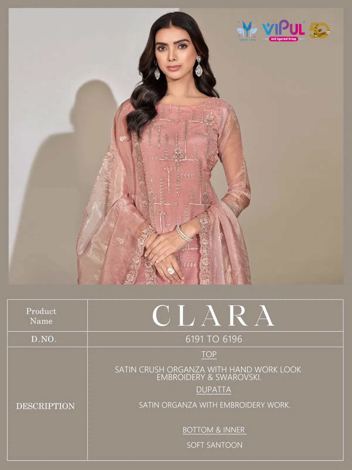 Clara By Vipul Satin Embroidery Designer Surat Salwar Suits Wholesale Market