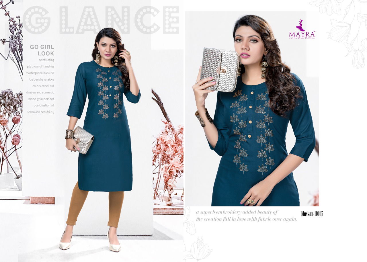 Mayra Muskan Regular Wear Rayon Printed Designer Kurti Collection