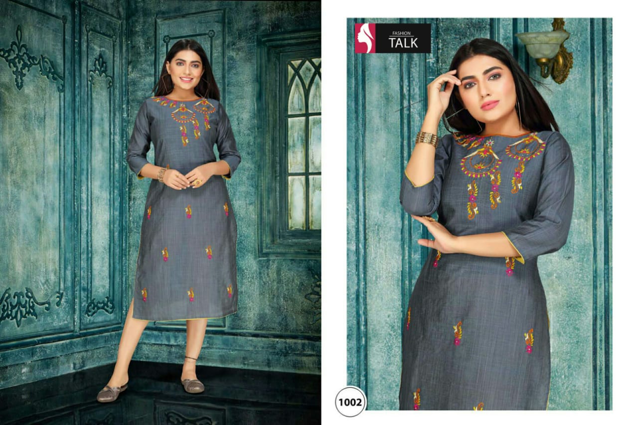Ft Rolex Latest Fancy Designer Embroidery Work Silk Designer Kurtis Collection
