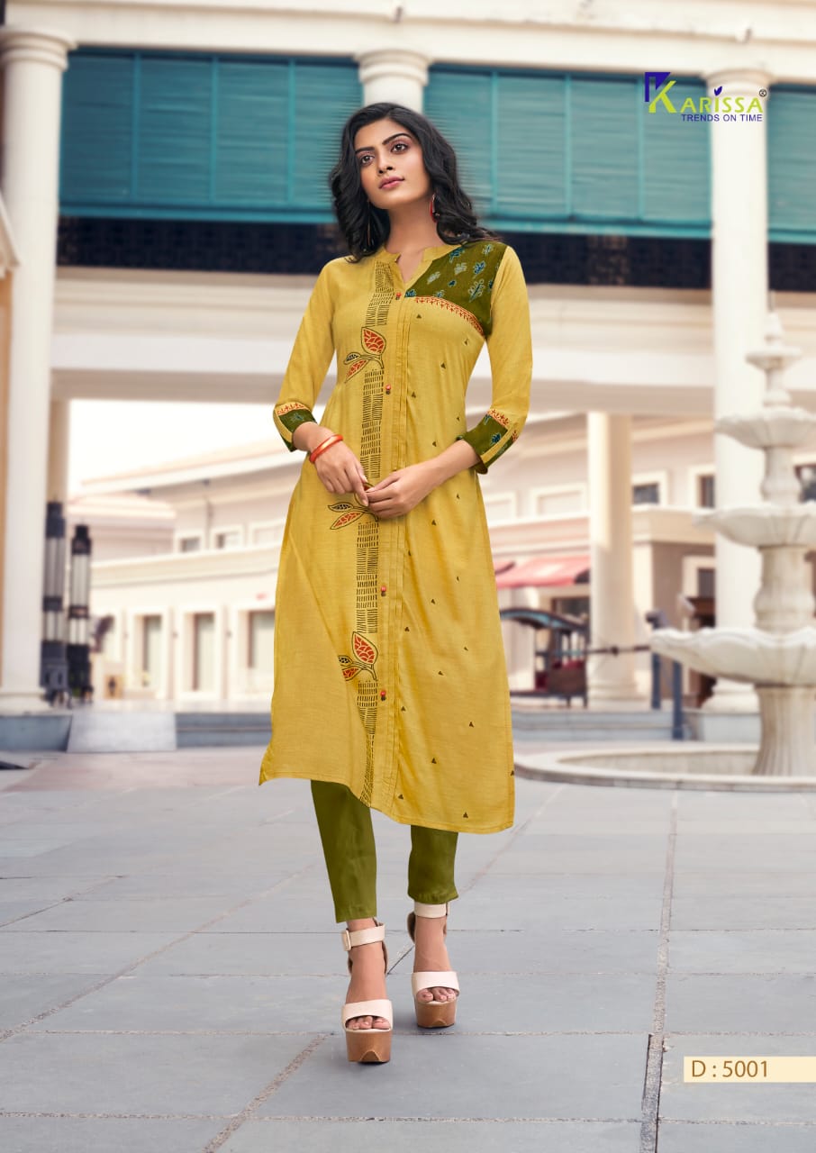Karissa Rich Girl 5 Latest Fancy Designer Heavy Rayon Foil Print Designer Kurtis Collection
