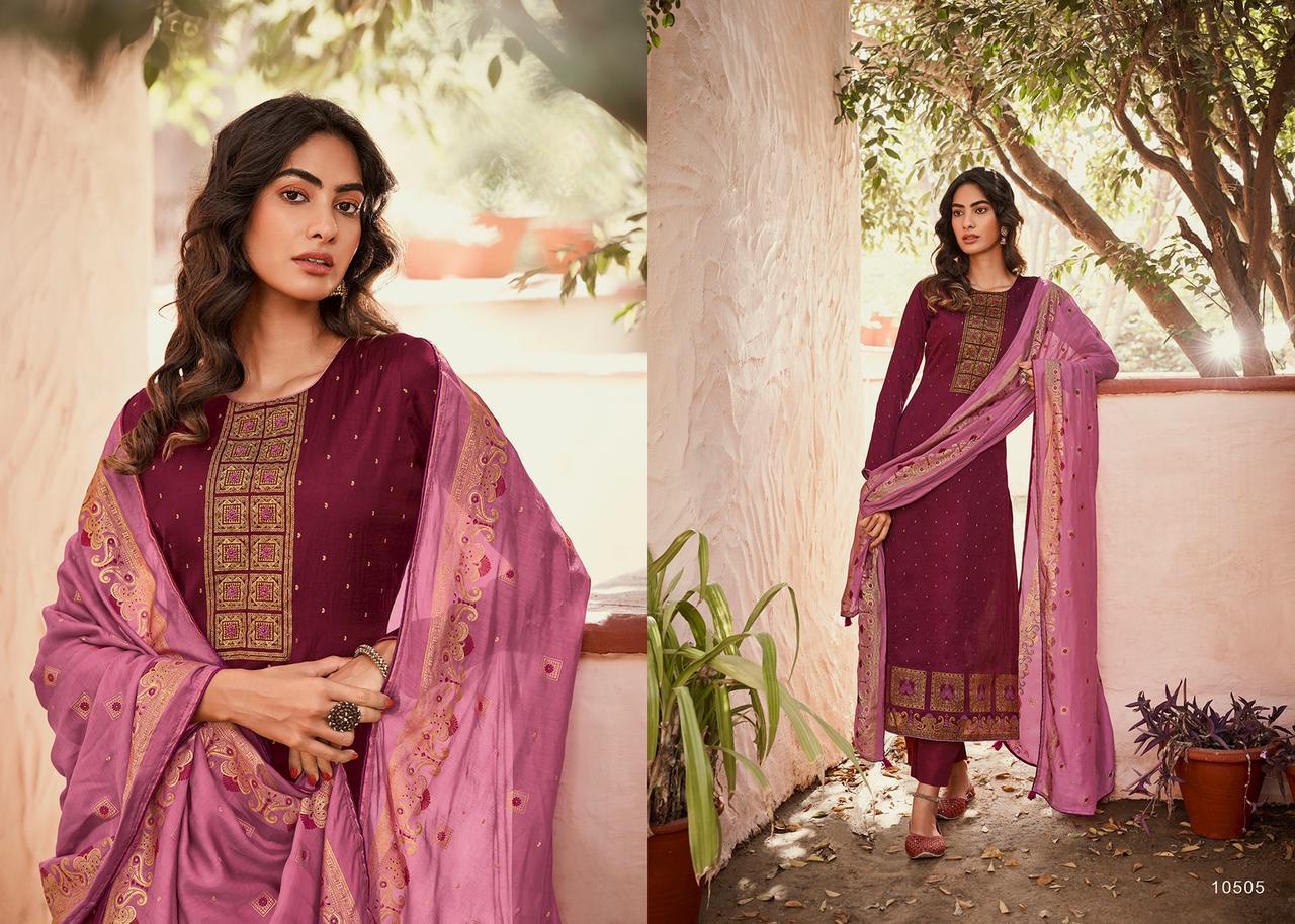 Deepsy Elite Latest Fancy Designer Silk Hand Block Foil print With Embroidery Work Designer Dress Material Collection
