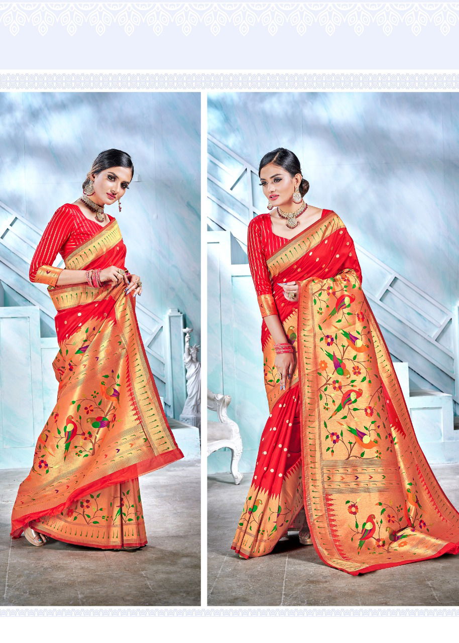 Rajyog Aarush Silk Latest Fancy Designer Festive Wear Paithani Weaving With Half Half Concept Saree Collection
