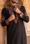 Black Color Outluk Wedding Vol 46 Inported Lachka Fabric Embroidered Pintex Work Kurta With Pajama Manufacturers 4610