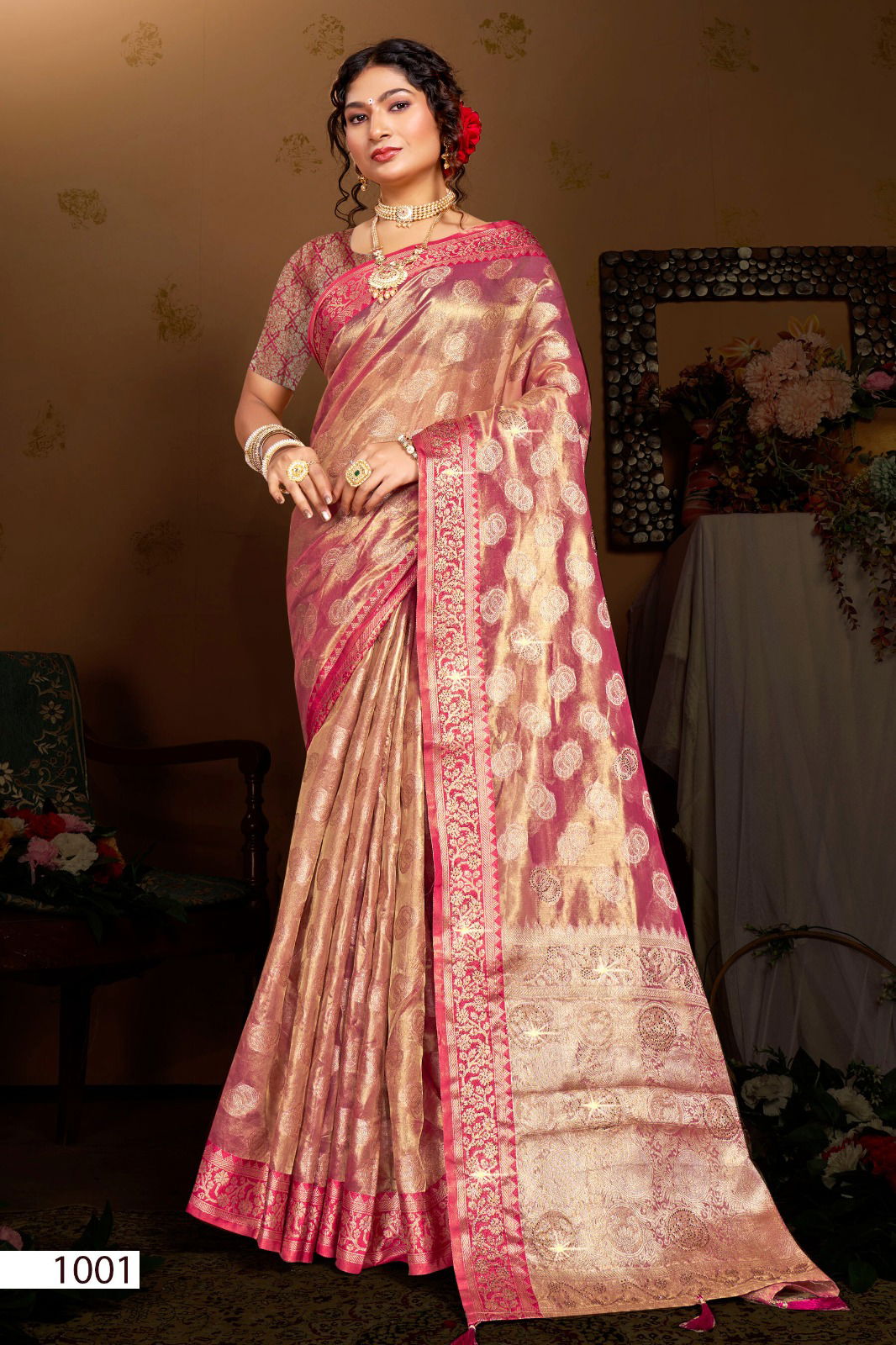 Lilly Tissue Vol 1 By Saroj Swarovski Work Designer Saree Suppliers In India