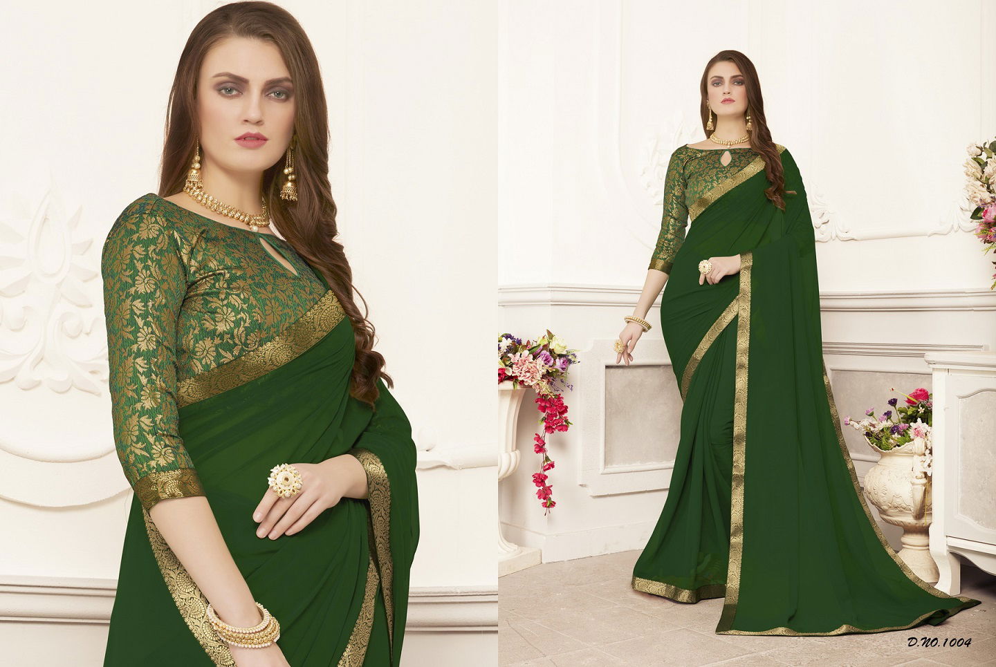 Keshvi Latest Festive Wear Georgette Plain Saree With Beautiful Border Designer Collection 