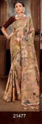 5D DESIGNER BAASURI Latest fancy Designer Casual wear Twill Silk Digital Print With Foil Printed Saree Collection 