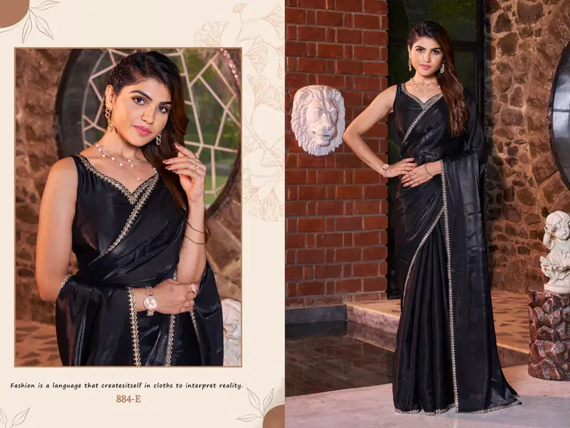Mehek 884 A To E Satin Jimmy Silk Party Wear Sarees Exporters In India