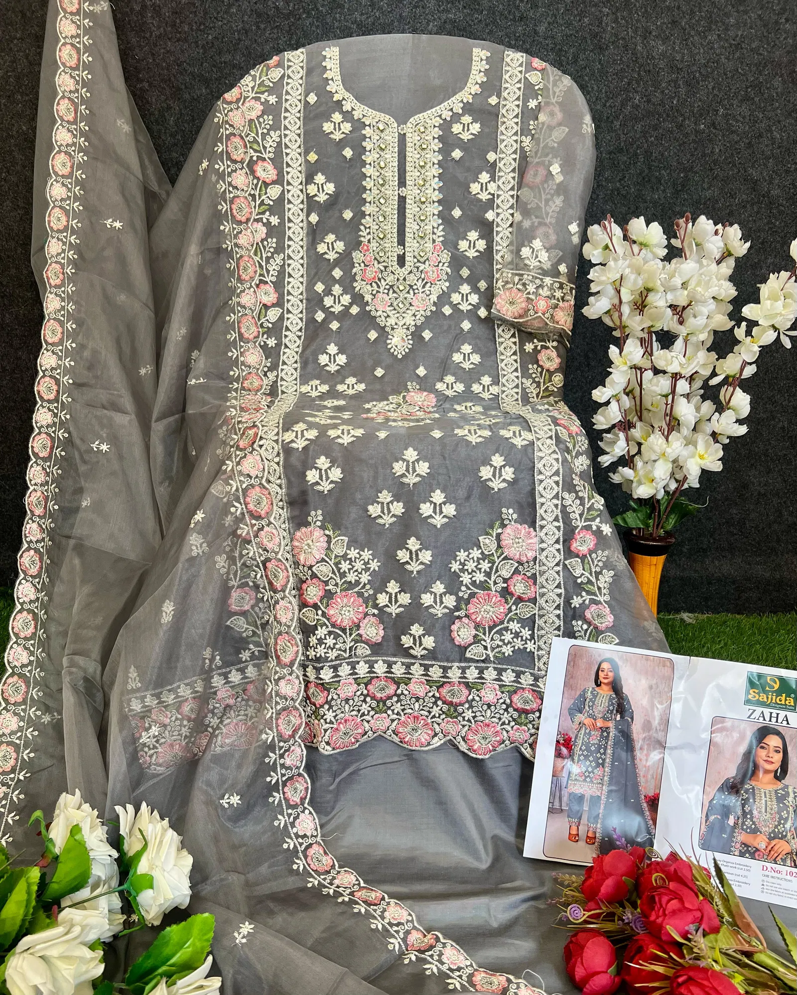 Zaha Vol 2 by Sajida Organza Pakistani Salwar Kameez Suppliers In India