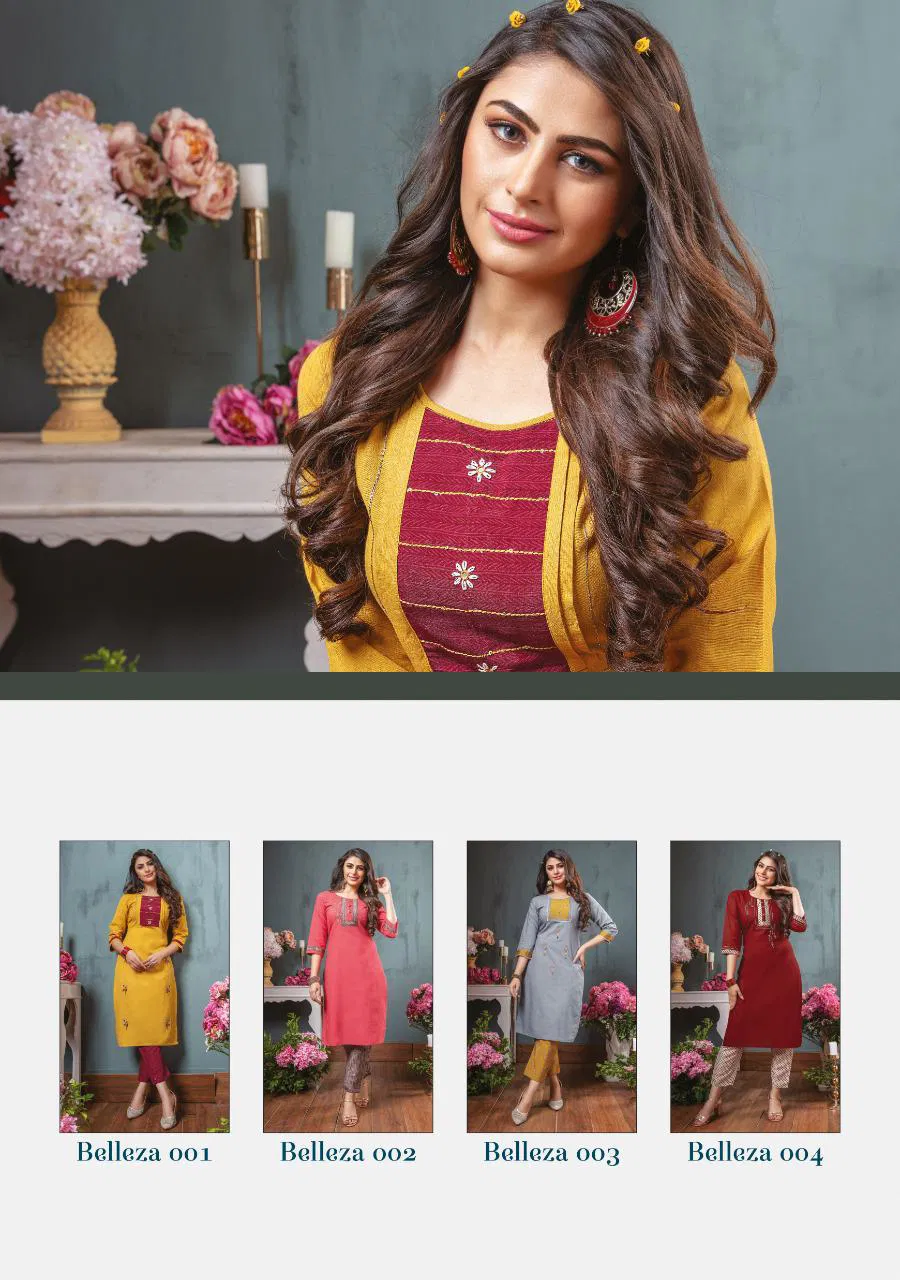 Kiana Belleza Latest fancy Designer Rayon Ethnic Wear Kurti With Bottom Collection
