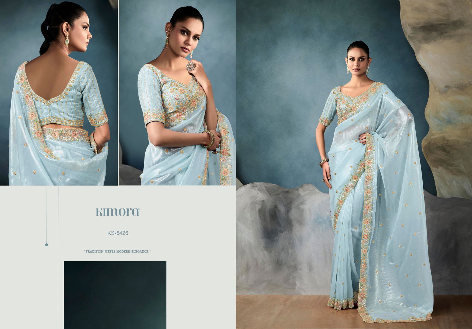 Iconic By Kimora Fancy Tissue Designer Saree Suppliers In India