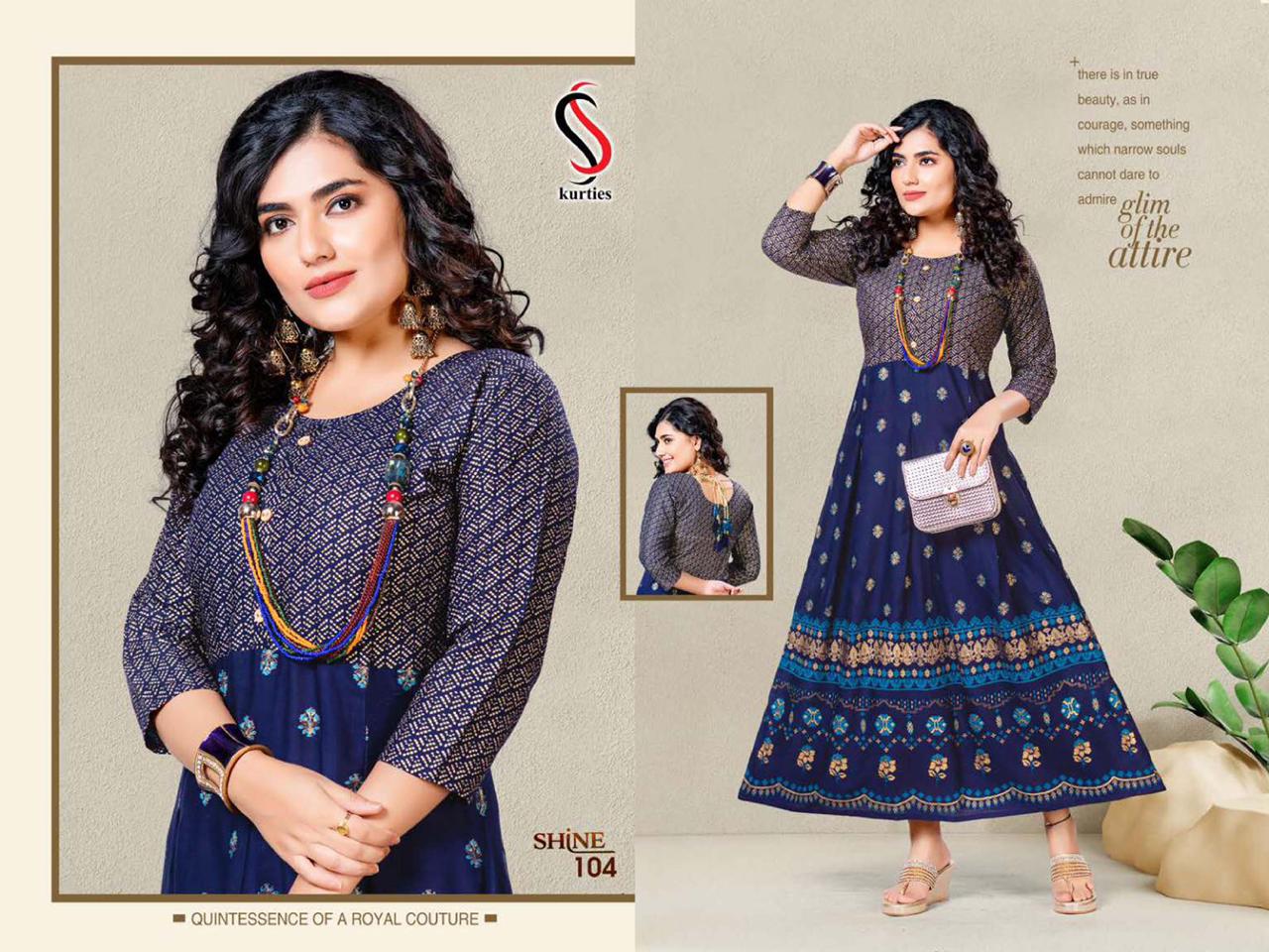 Ss Kurtis Shine Heavy Art Festive Wear Designer Kurtis Collection
