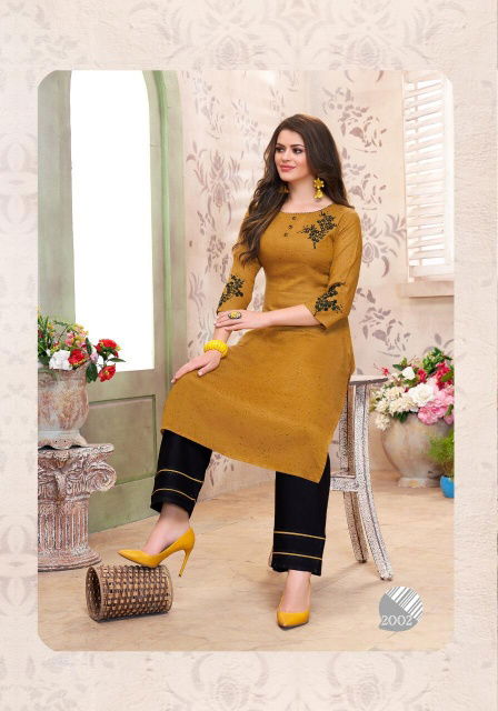 Seven Threads B. Dots Latest Collection Of Heavy Embroidered Rayon Kurtis With Bottom 