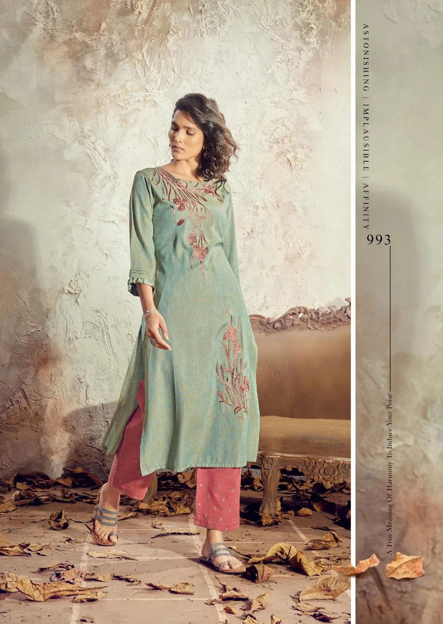 Vink Venice 10 Latest Festive Wear Pure Staple Viscose Handloom Kurtis With Bottom Collection
