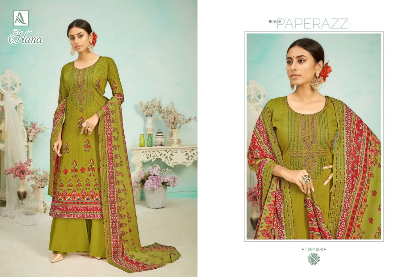 Alok Hana Latest Fancy Casual Wear Pure Viscose Rayon Print With Embroidery Designer Dress Material Collection