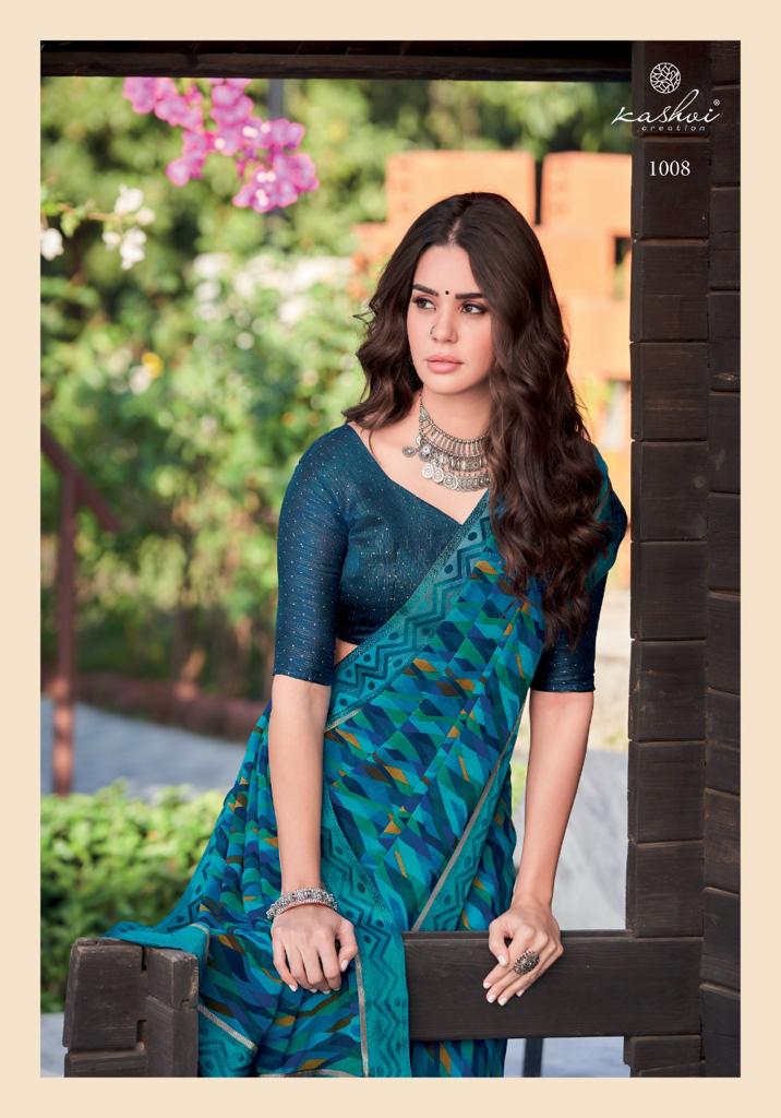 Kashvi Kaya New Casual Daily Wear Georgette Printed Saree Collection
