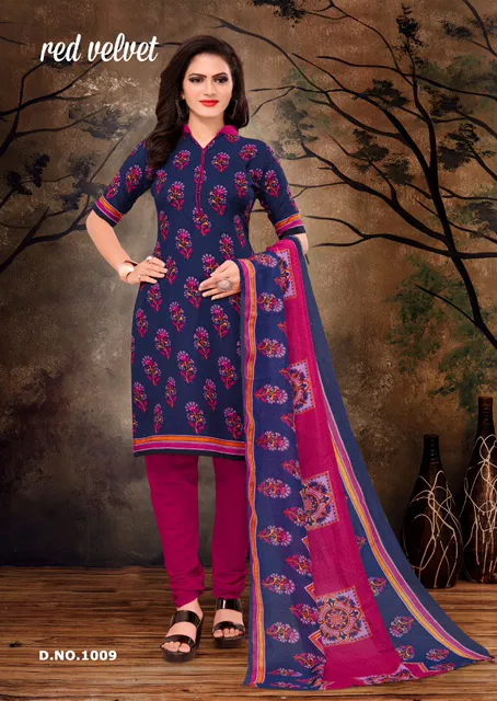 Amit Red Velvet Regular Ethnic Patiyala Wear Printed Cotton Collection