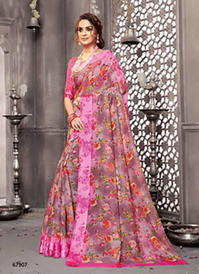 Lifestyle Pravina Cotton Vol - 5 Fancy Lilen Cotton Print Satin Border Sarees Collections