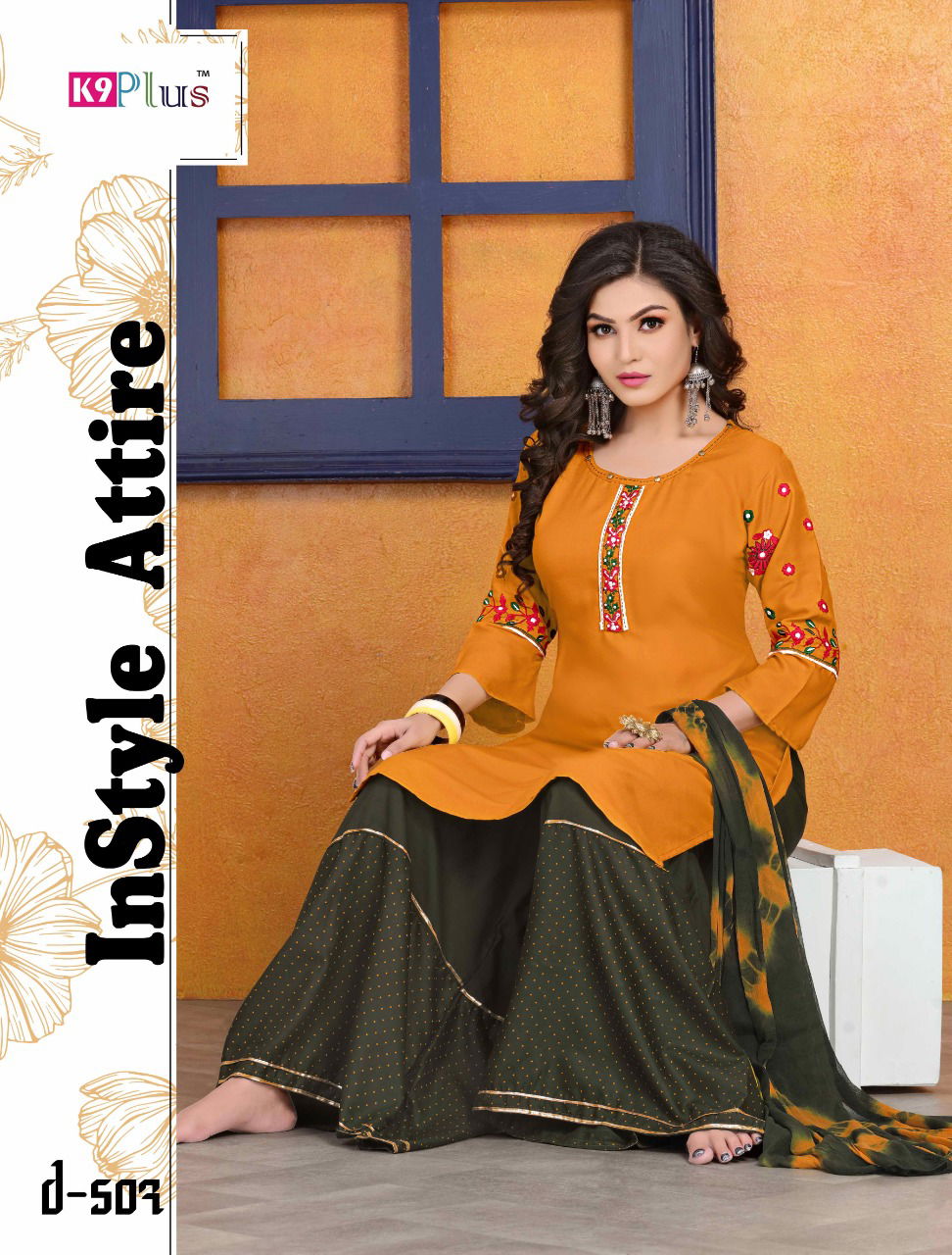 K9 Plus Akansha Latest Fancy Designer Ethnic Wear Heavy Rayon With Embroidery Work Readymade Sharara Suit Collection
