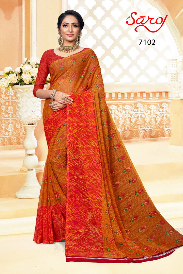 Saroj Spring Georgette 2 Fancy Regular Wear Georgette Saree Collection