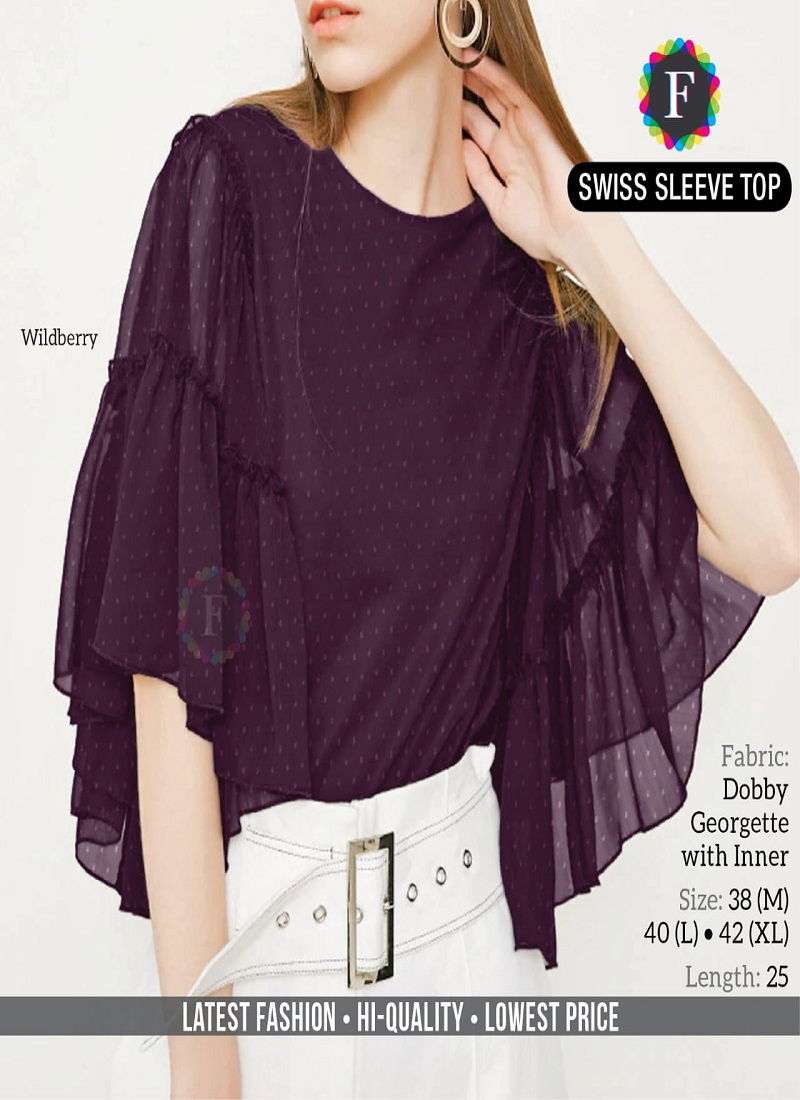 Swiss Sleeve Top Latest Designer Georgette Party Wear Short Top Collection 