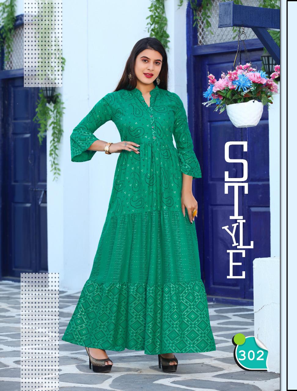Trendy Tanishq Fancy Ethnic Wear Long Rayon Printed Designer Kurti Collection