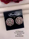 Ad Diamond Silver And Rose Gold Earrings 12 Wholesale Market In Surat