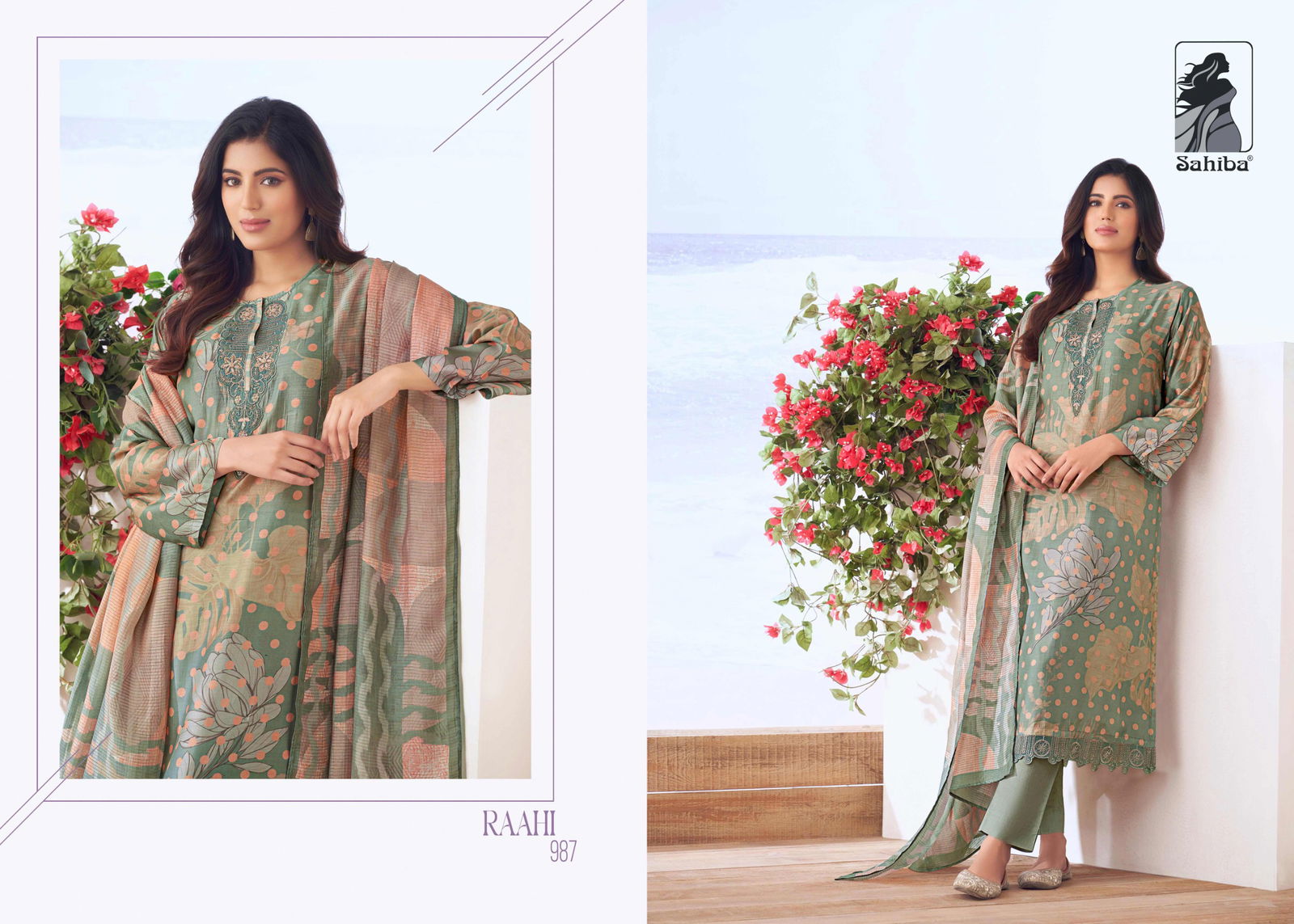 Raahi By Sahiba Muslin Silk Printed Embroidery Dress Material Wholesale Shop In Surat