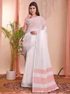 The White Loom By Astita Linen Cotton Saree Wholesale Price In Surat