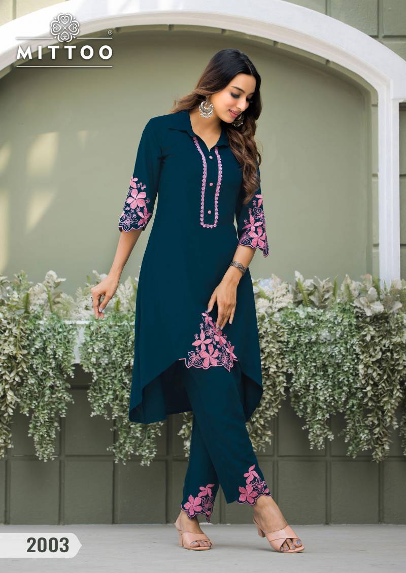 Shikha By Mittoo Rayon Fancy Co Ord Set Top With Bottom Orders In India