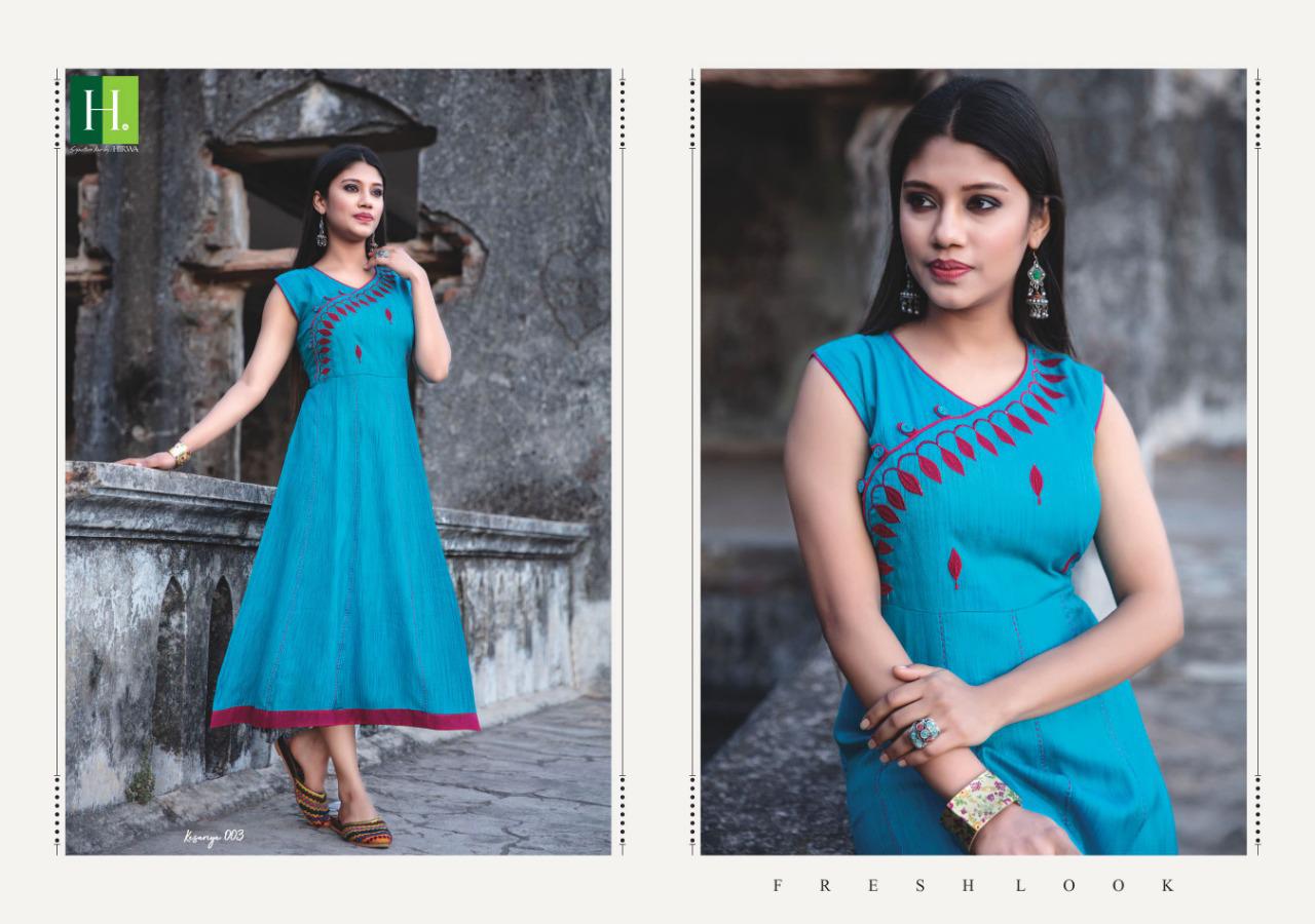 Hirwa Kesariya 3 Latest Designer Stylish heavy Rayon Embroidery Work Kurti Collection 