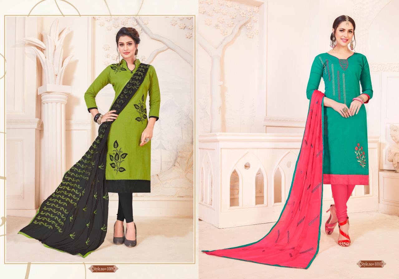 Maahi South Cotton Slub With Embroidery Work And Najmeen Embroifery Work Dupatta Dress Mterial OR Ready Made Collection
