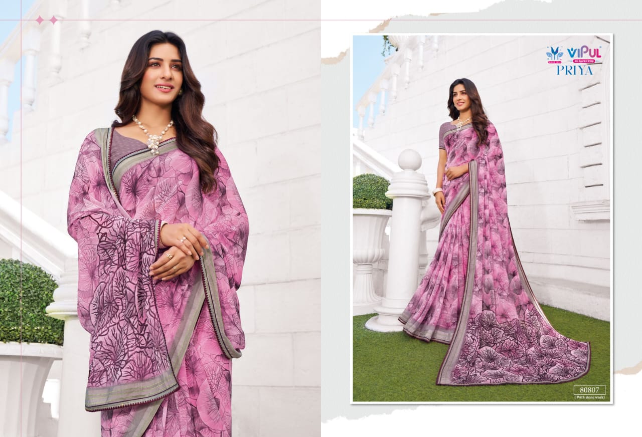 Priya By Vipul Georgette Daily Wear Sarees Wholesale Shop In Surat