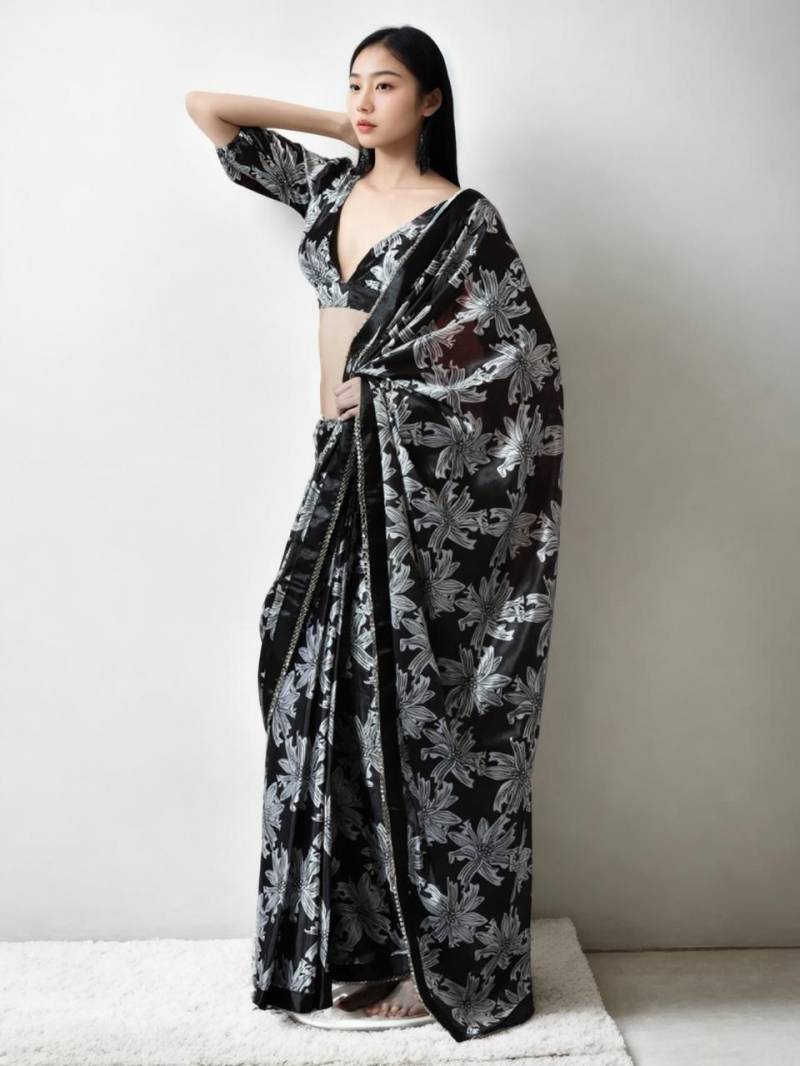 Vt 705 Digital Printed Chinon Silk Stylish Saree Wholesale Suppliers In Mumbai