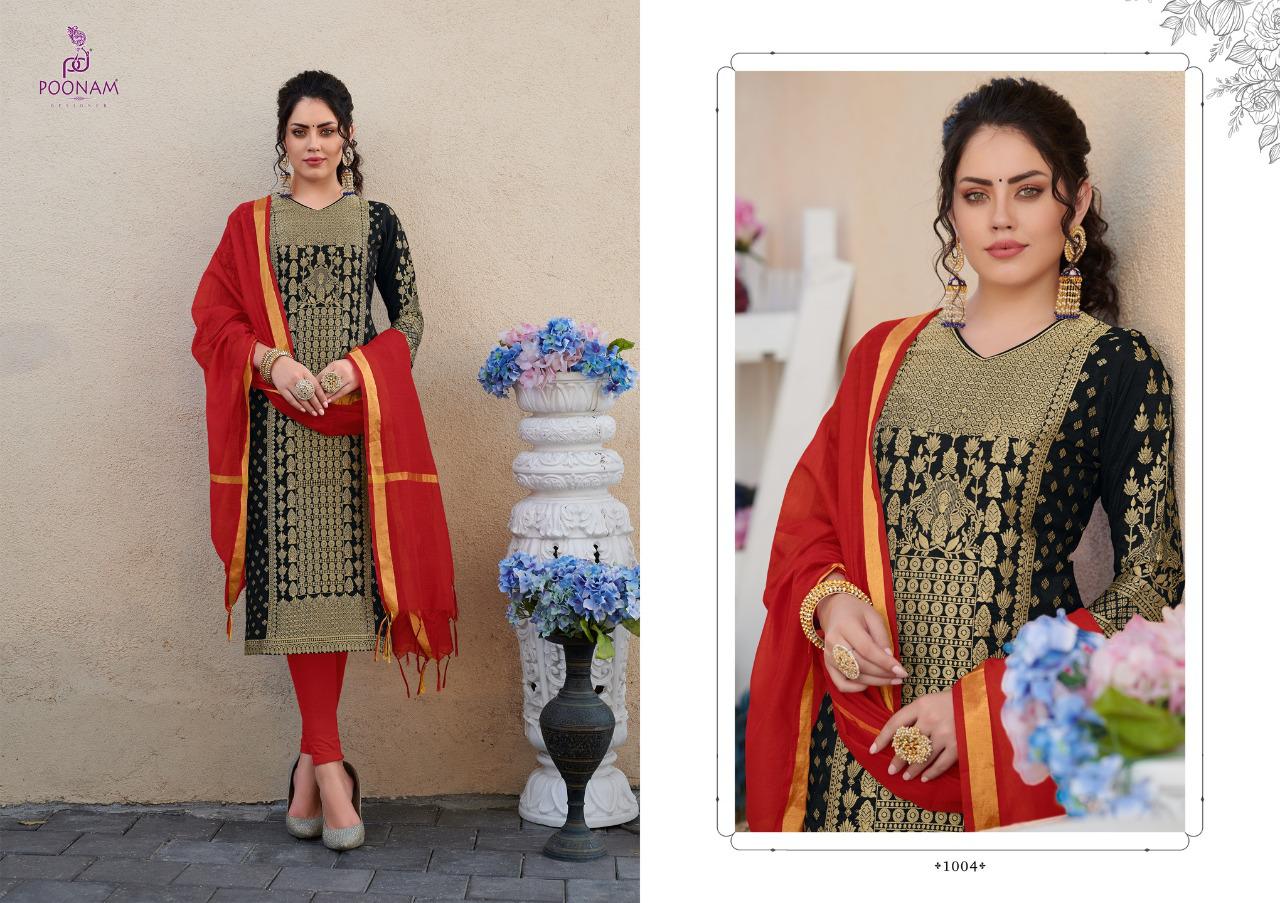 Poonam Designer Banarasi Foil Latest Fancy Heavy Designer Festive Wear Pure Rayon With Banarasi Foil Readymade Salwar Suit Collection
