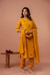 Naisha K 66 Cotton Slub Embroidery Kurti With Bottom Dupatta Wholesalers In Surat