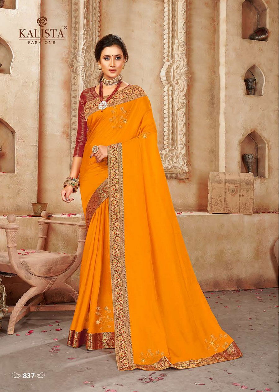 Kalista Kalki 2 Latest Heavy Designer Festive Wear Fancy Silk Embroidery Worked Sarees Collection
